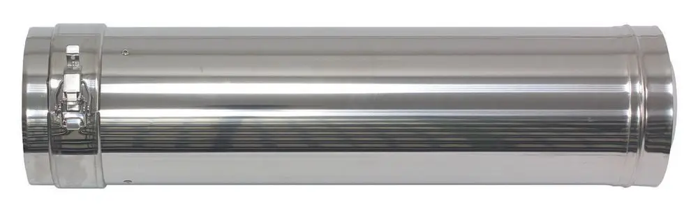 Edelstahlrohr mit glatter Oberfläche und Befestigungsmechanismus, geeignet für die Fassade. Das Produkt stammt von Vaillant.